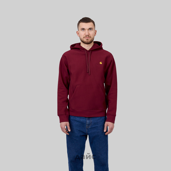 Толстовка мужская Carhartt WIP Hooded American Script артикул:I028279_malbec - купить в магазине Дайс