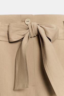 ZARA ШОРТЫ С ПОЯСОМ-БАНТОМ, МЯГКИЙ КАШТАНОВЫЙ