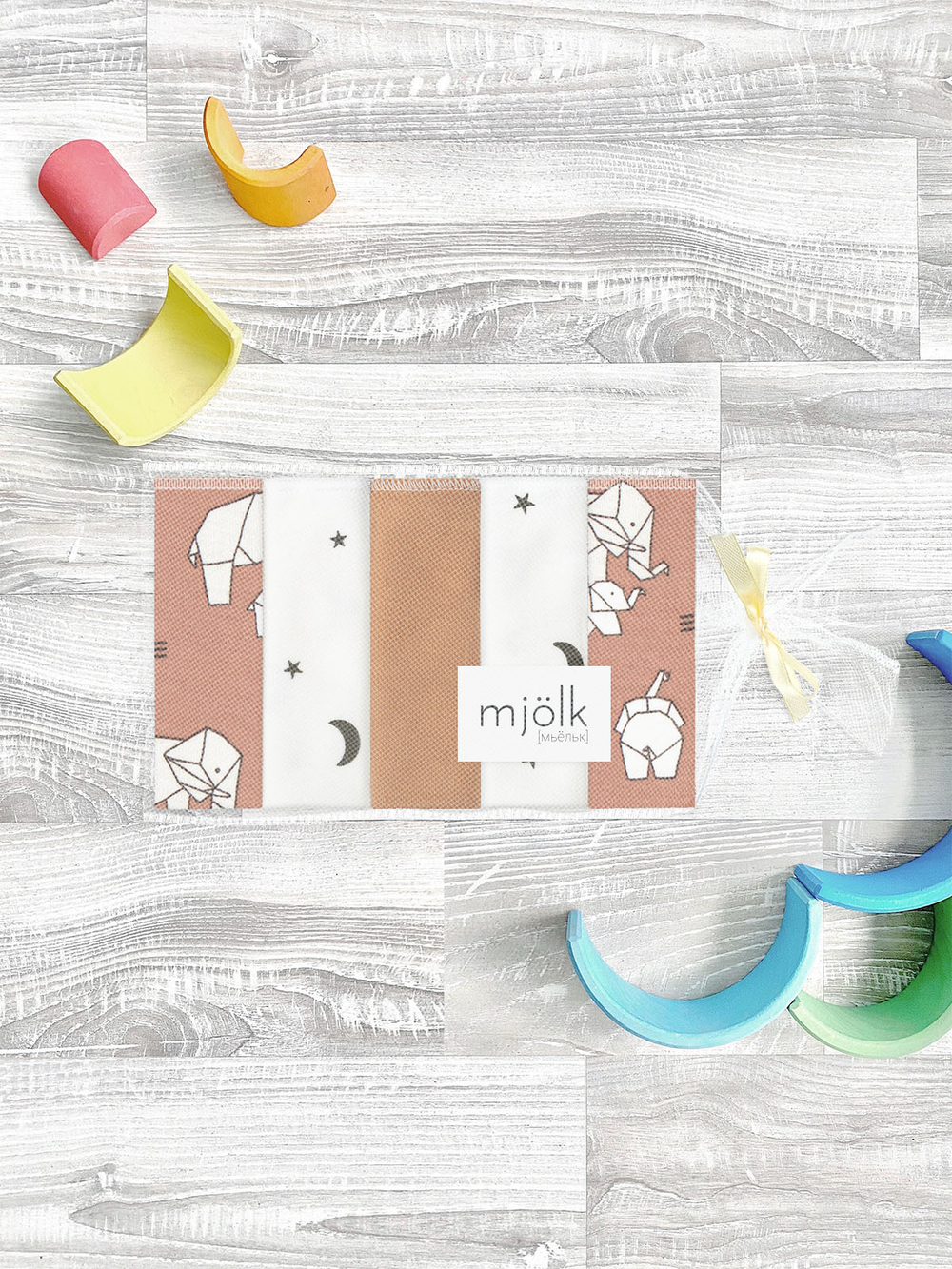 Набор платочков-слюнявчиков Mjölk Слоники оригами