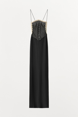 ZARA ПЛАТЬЕ-МИДИ НА ТОНКИХ БРЕТЕЛЯХ, ЧЕРНЫЙ