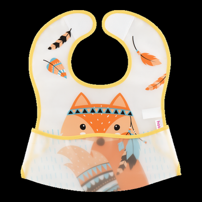 Нагрудник на липучке "В мире животных" с карманом непромокаемый (Lubby)