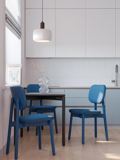 Стул с обивкой saga, рогожка, синий