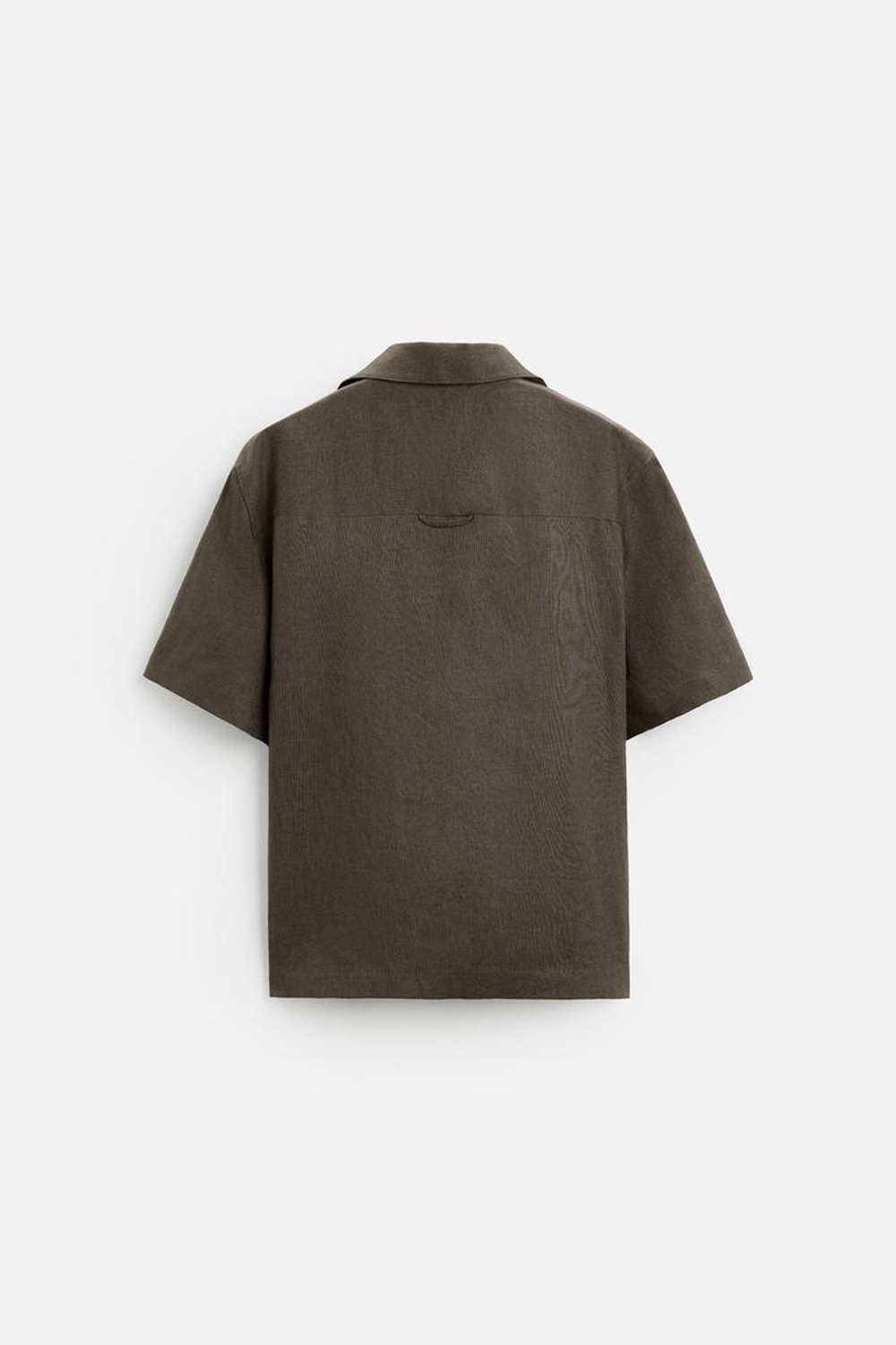 ZARA РУБАШКА ИЗ 100% ЛЬНА, СЕРОВАТО-КОРИЧНЕВЫЙ