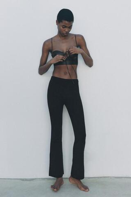 ZARA РАСКЛЕШЕННЫЕ ТРИКОТАЖНЫЕ БРЮКИ, ЧЕРНЫЙ