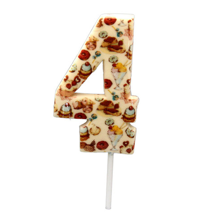 Топпер сахарный "Сладости, Цифра 4", 8,5см