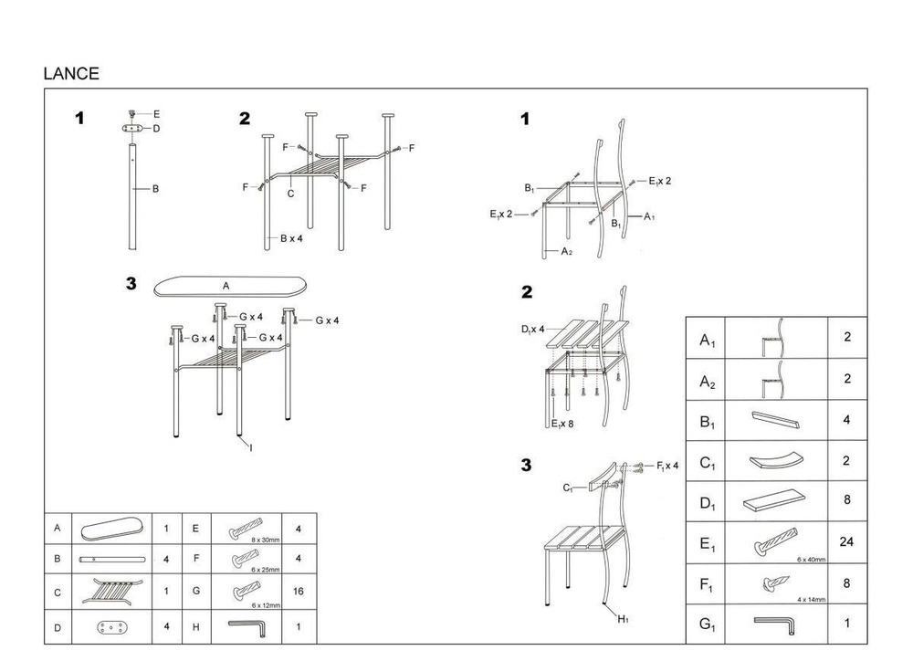 Комплект столовой мебели Halmar LANCE (стол + 2 стула, дуб сонома)