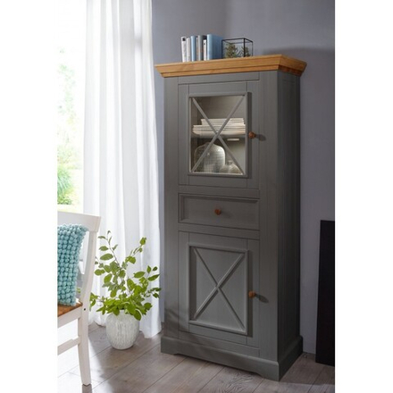 Шкаф для посуды «Форест» низкий 2 двери 1 ящик серый 7012/бейц-масло