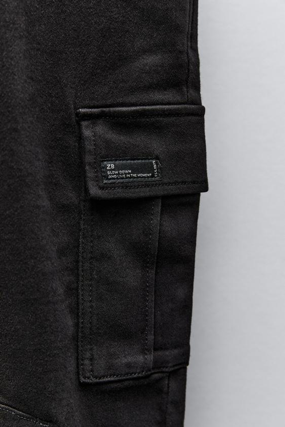 ZARA БРЮКИ КАРГО SOFT, ЧЕРНЫЙ