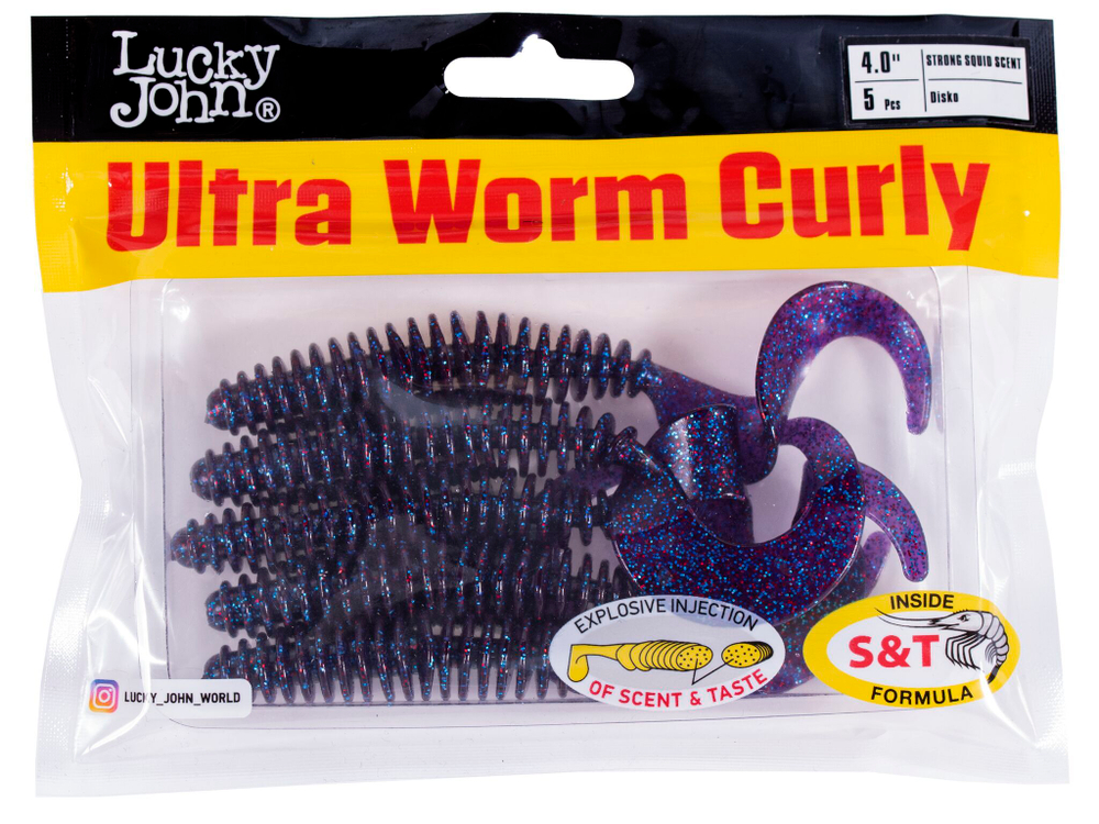 Твистеры съедоб. искусст. LJ Pro Series ULTRAWORM CURLY 4,0in (10.16)/S63 5шт.