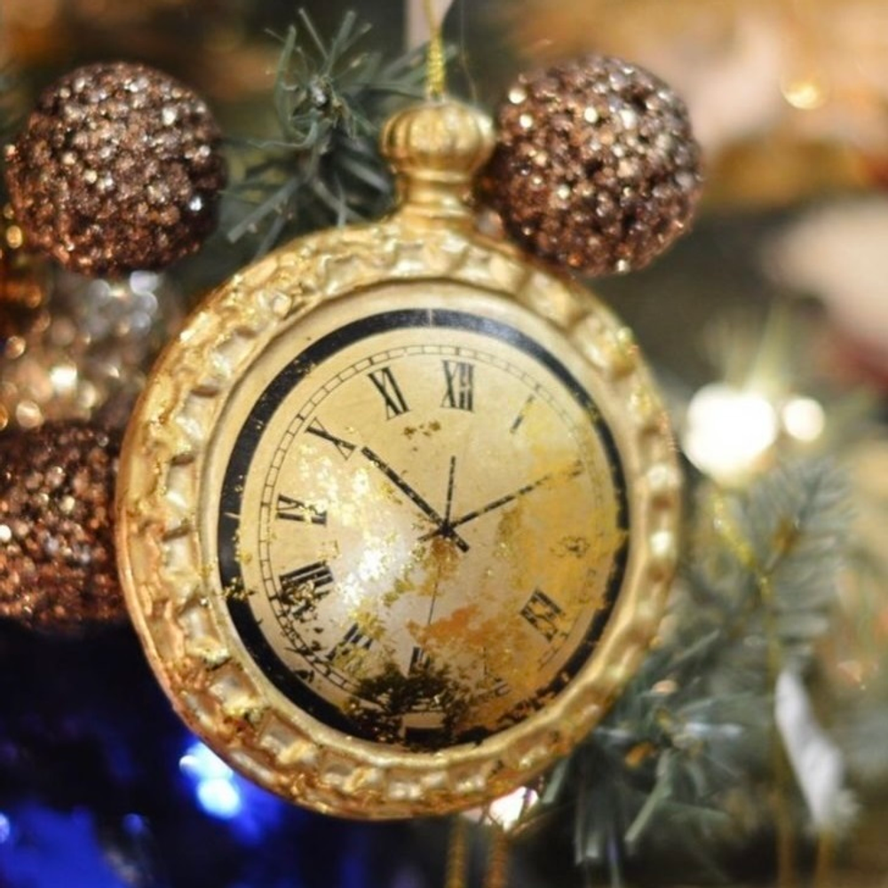 Часы золотые, ёлочное украшение [Арт. PL 52215]