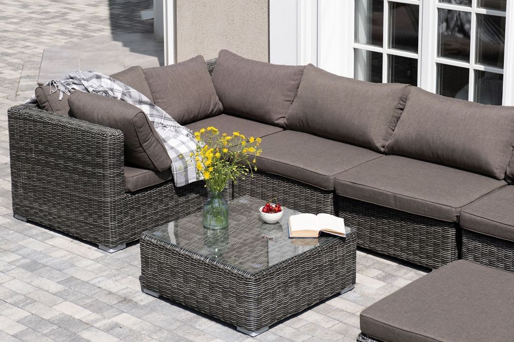 "Лунго" трансформирующаяся лаунж-зона из искусственного ротанга, цвет графит