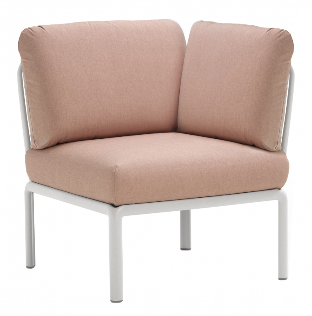 Модуль угловой пластиковый с подушками Nardi Komodo Elemento Angolo, белый, розовый