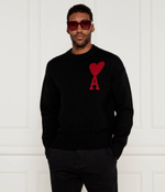 Хлопковый свитер AMI Paris - черный(BFUKS006 018)