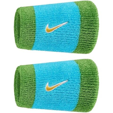 Напульсник теннисный Nike Swoosh Double-Wide 2P - baltic blue/chlorophyll/university gold