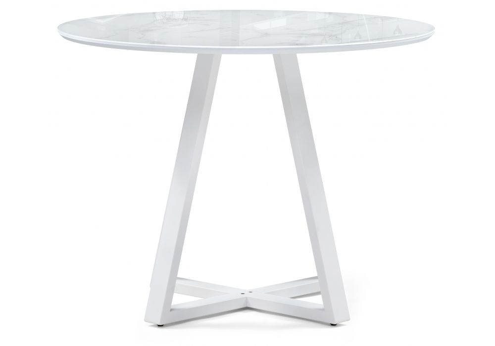 Стеклянный стол Норфолк 100х78 белый мрамор / белый