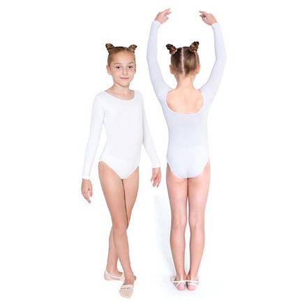 Купальник гимнастический длин. рукава Indigo SM-093-40, р.40, хлопок, эластан, белый