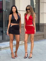 Юбка V, красный