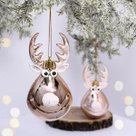 Ёлочная игрушка «Счастливый лось» 13 см (2 шт), шампань