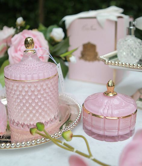 Розовое шампанское, розовая свеча Арт-деко с кисточкой, Cote Noire