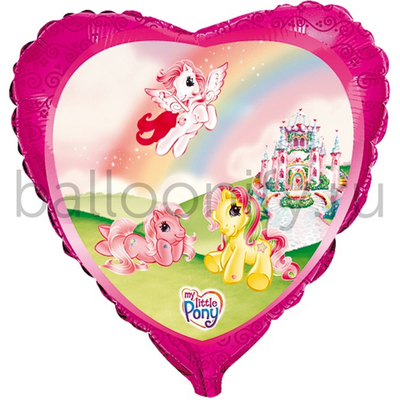 Фольгированная фигура, сердце, Пони на радуге/FM,18"/46СМ