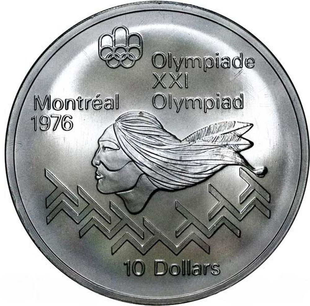 Canada, 10 Dollars 1976 Montreal Olympics Equestrian Jumping Coin – 1975 Silver