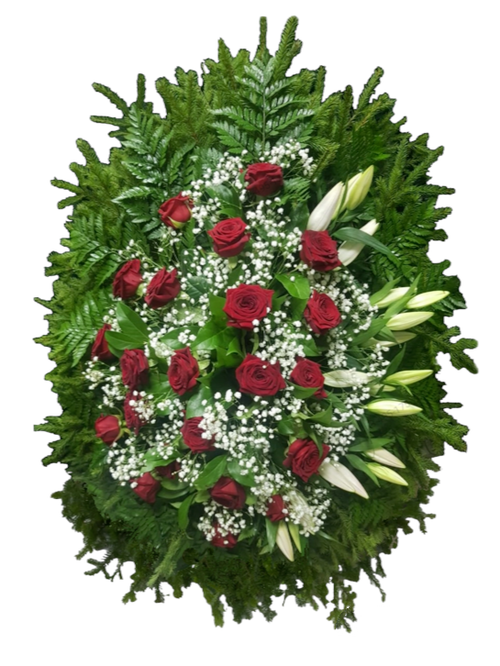 Похоронный венок из живых цветов №23 (150 см)