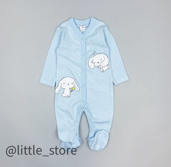 Слип хлопковый "Белые зайчики" на нежно-голубом