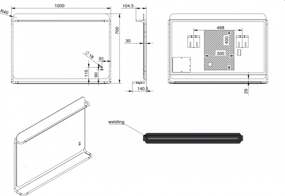 Зеркало со встроенной подсветкой ES-3727 K2D Esbano 100х70х14