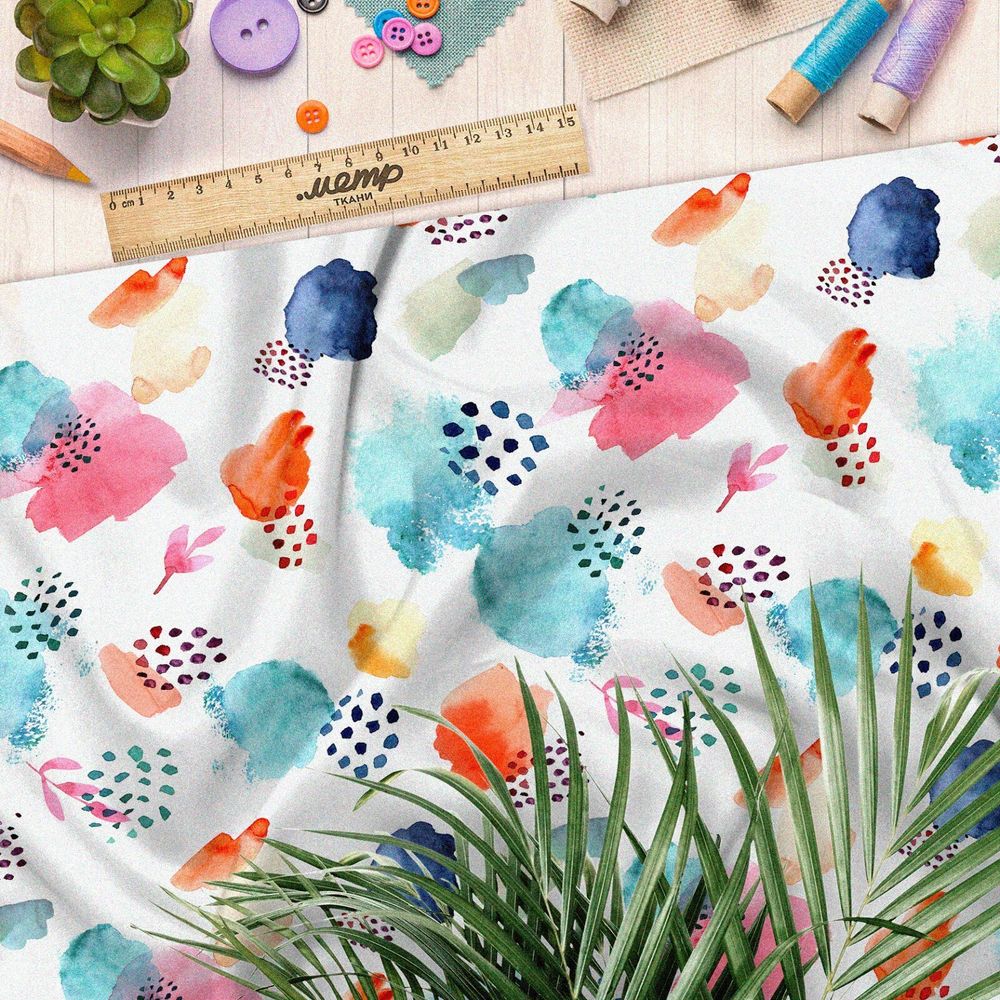Ткань бифлекс акварельные облачка