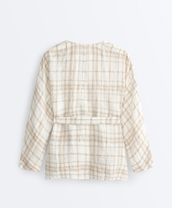 Oysho Рубашка-кимоно в клетку, экрю