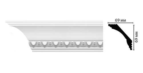 Плинтус потолочный ударопрочный с рисунком Decomaster D100A 69х69х2000мм