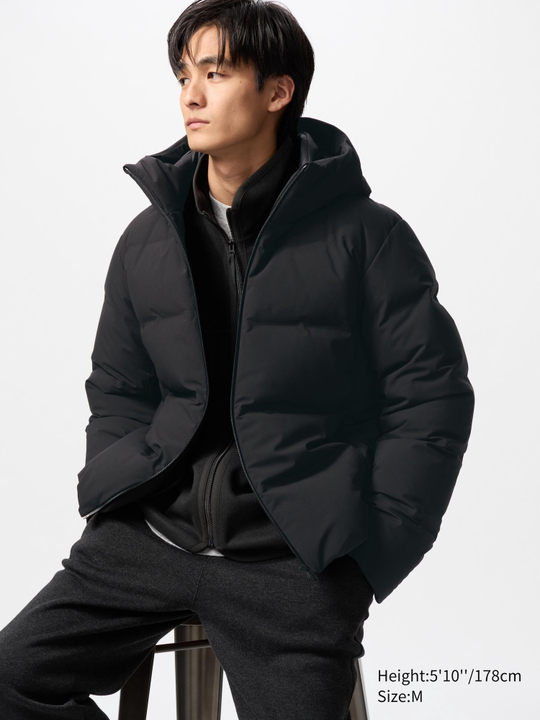 UNIQLO Бесшовная пуховая парка, черный