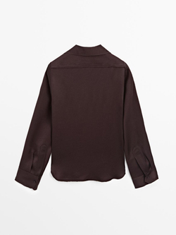 Massimo Dutti Рубашка из струящегося атласа, гранатовый