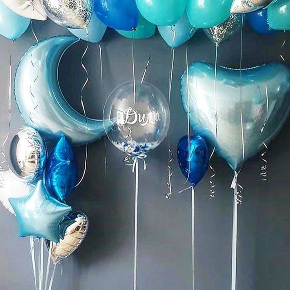 Шар (28"/71 см) Фигура, Полумесяц, Голубой 1 шт.