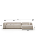 Диван 4-местный Blok с правым шезлонгом бежевый 330 см
