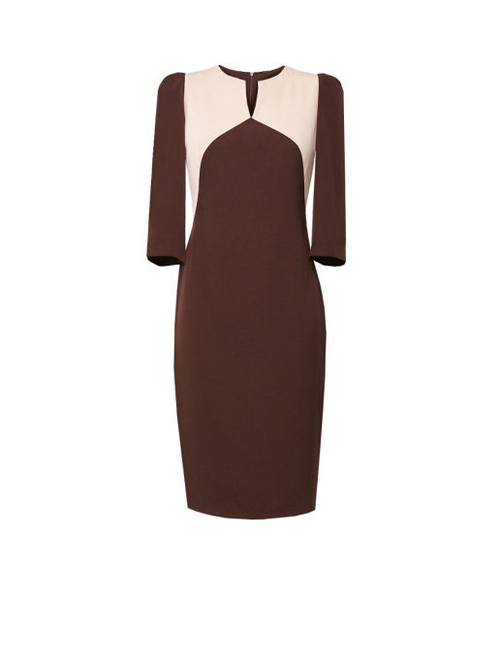 Платье коричневое с фигурной горловиной 09-01-19FW