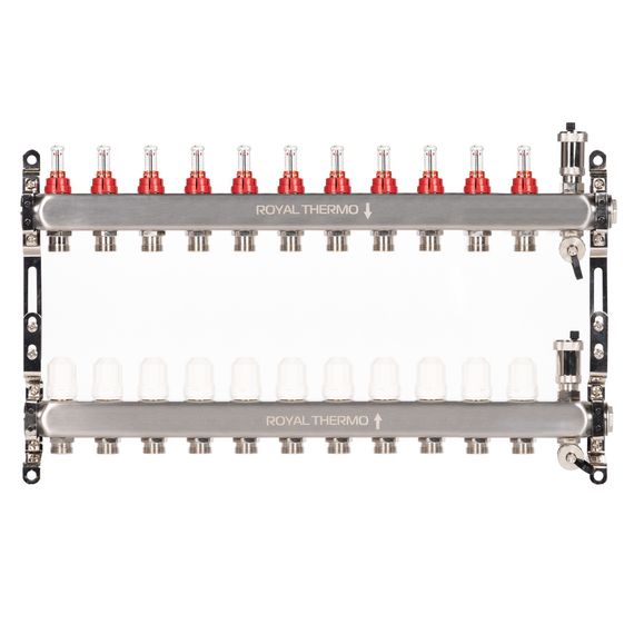 Коллектор Royal Thermo нерж. в сборе с расходомерами 1 ВР-3/4 НР с автомат.воздухоотвод-ми 11 вых. купить в Москве и Московской области по низкой цене с доставкой по России — (1) Коллектор Royal Thermo нерж. в сборе с расходомерами 1 ВР-3/4 НР с автомат.воздухоотвод-ми 11 вых. — (1)