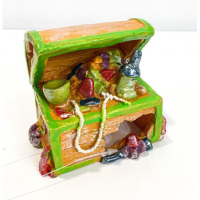 Декорация с GLO-эффектом GLOFISH "Сундук с сокровищами L" 7,9х11,9х13,4см