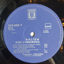 Винтажная виниловая пластинка LP Dalida Gigi Lamoroso (Бельгия 1974)