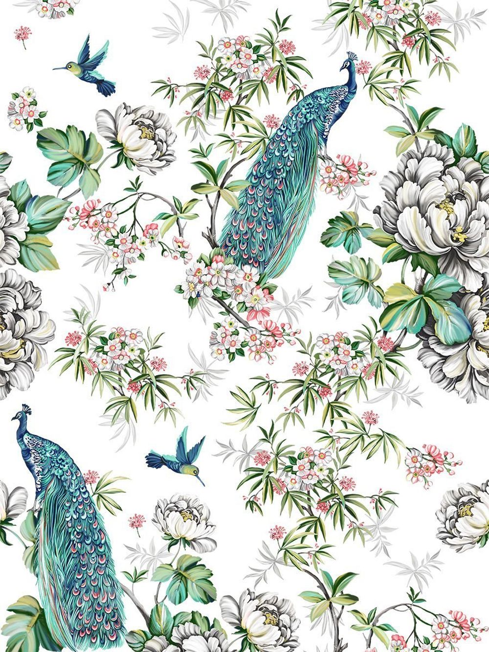 Простынь Сказка "Павлины." 240х215 см, поплин