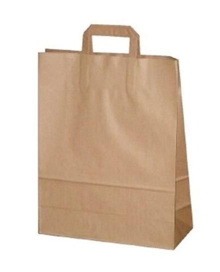 Крафт пакеты с плоскими ручками 35х26х15см 70 гр/м коричневые (1/250шт)
