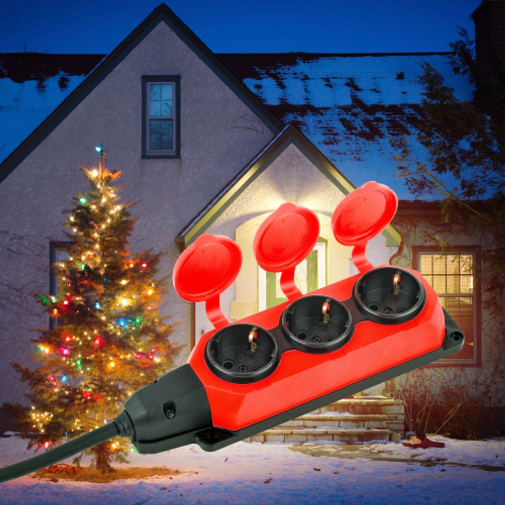 Удлинитель силовой ЭРА UK-3e-3x1,5-50m-IP44(KG) с заземлением 3 розетки каучук 50м КГ 3х1,5мм2 IP44 | Силовые удлинители