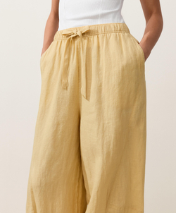 OYSHO Брюки-баллоны из 100% льна, бледно-желтый