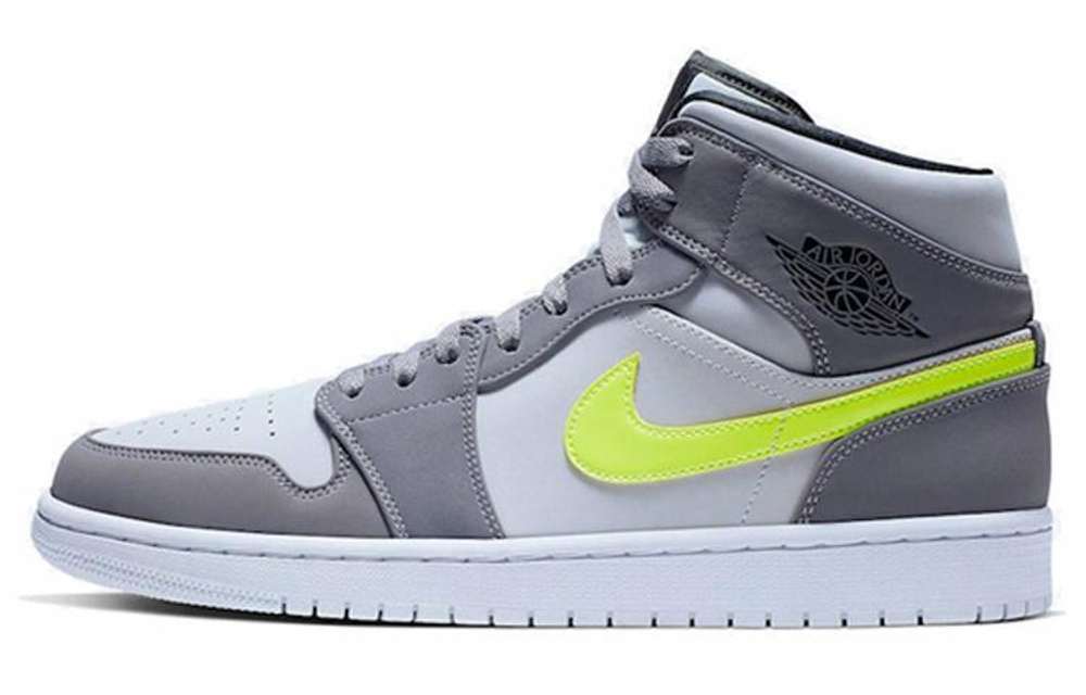 Кроссовки Jordan Air Jordan 1 Mid Neon Yellow Grey