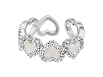 Кольцо "Сердце" 7,5мм, с перламутром