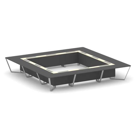 Steel Meet Стол переговорный квадратный KM-PR.B.SP-24K Антрацит/Ваниль Глянец/Металл Серый 4800*4800