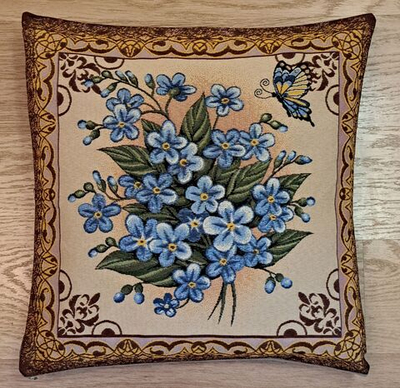 Декоративный гобеленовый чехол для интерьерной подушки Незабудки 47*47
