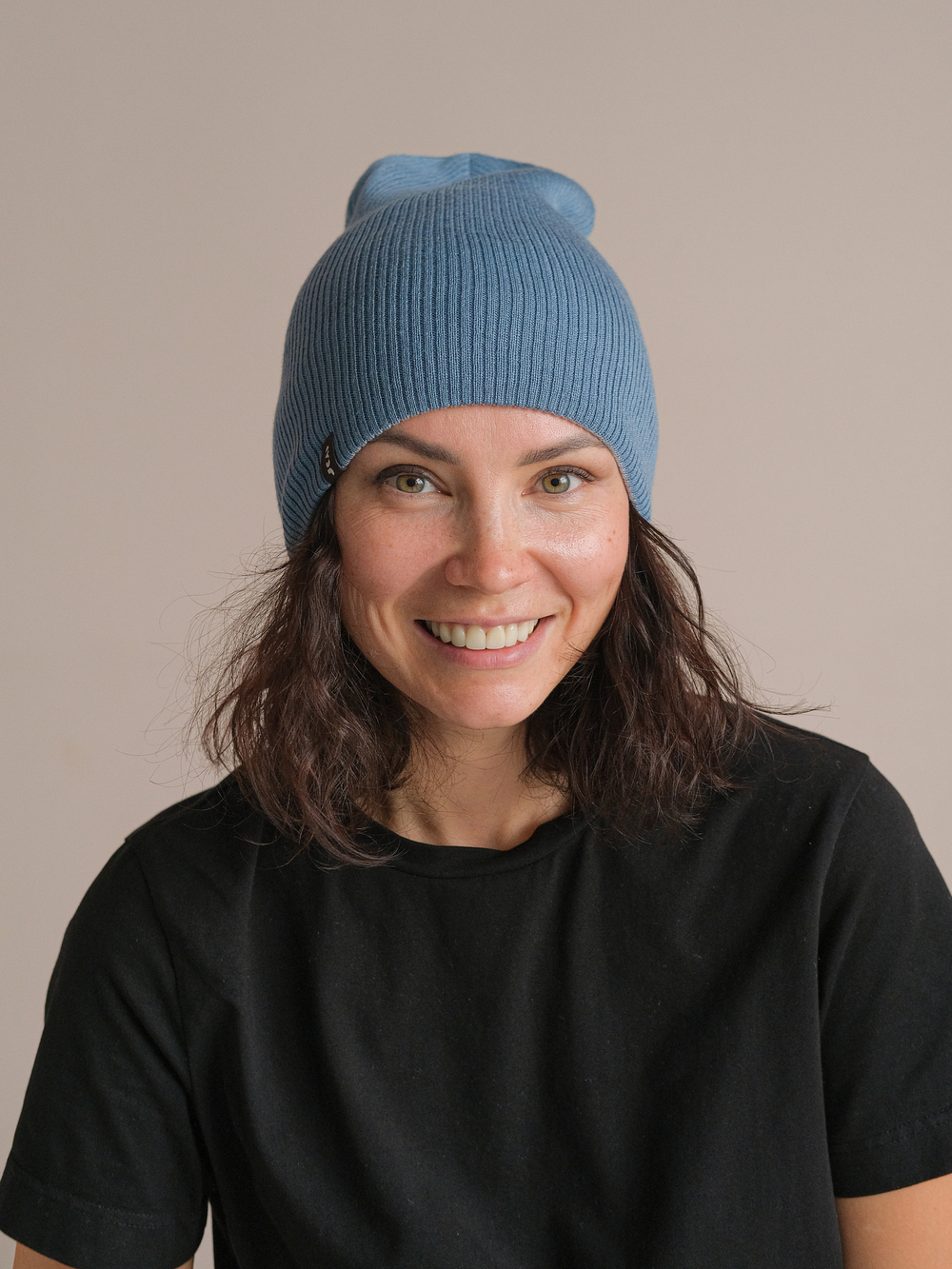 Шапка вязаная зимняя ТВИНС(Джинс/Серый)