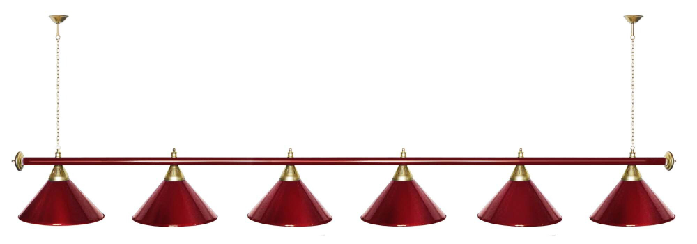 Лампа STARTBILLIARDS 6 пл. (плафоны зеленые,штанга зеленая,фурнитура золото)