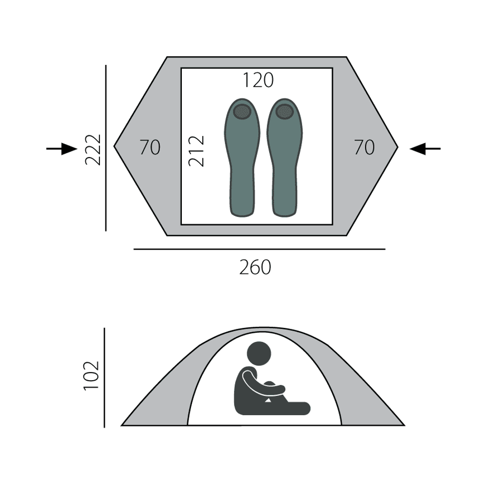 Палатка BTrace туристическая Spin 2 (222х260х102)